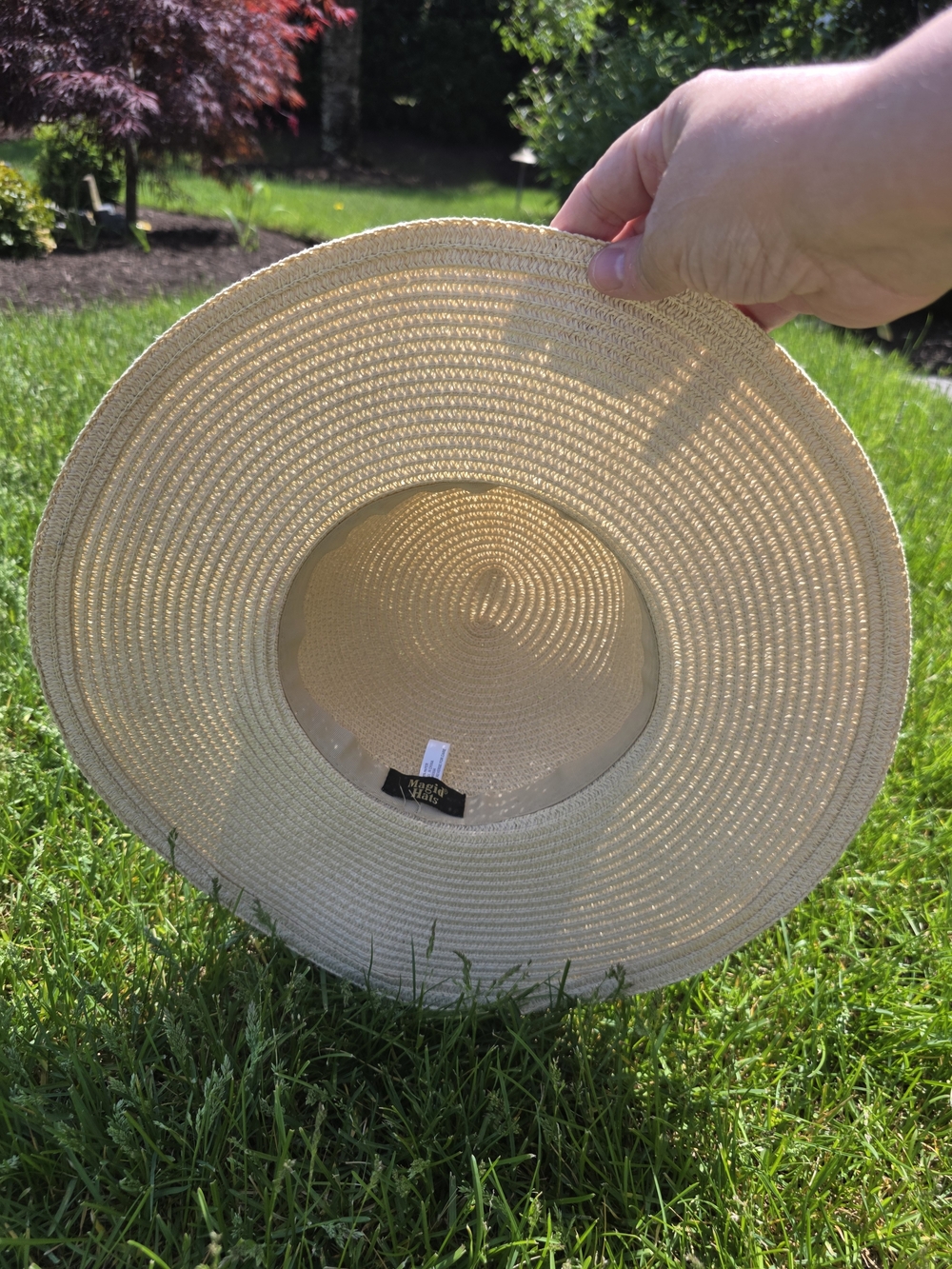 Magid Beige Wide-Brim Sun Hat with Silver Chain Detail - Picture 2 of 3